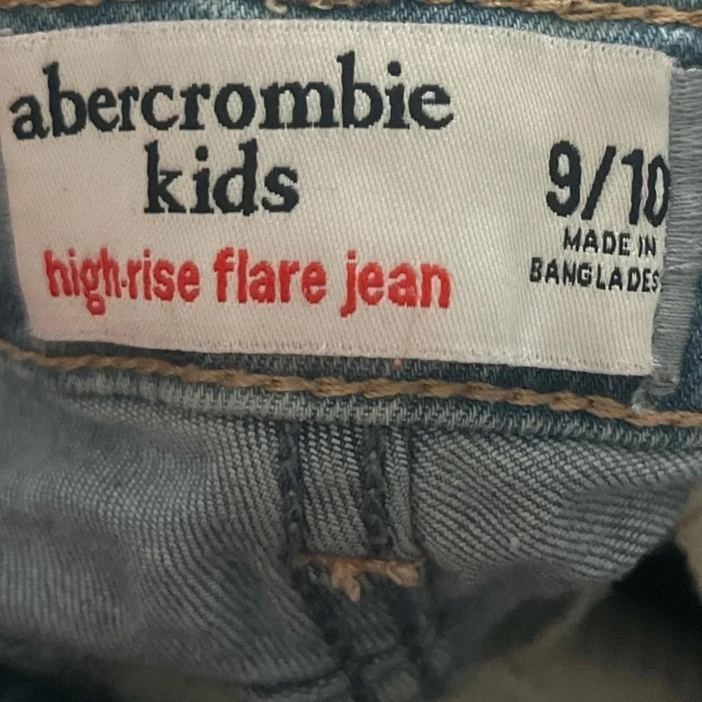 Kids high rise flare Abercrombie 9/10 denim jeans waves swirl pattern - Picture 6 of 6